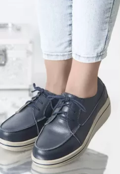 Pantofi cu platforma isabella navy piele naturala imagine