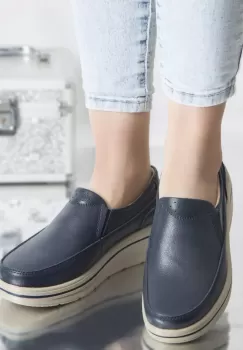 Pantofi cu platforma jessica navy piele naturala imagine