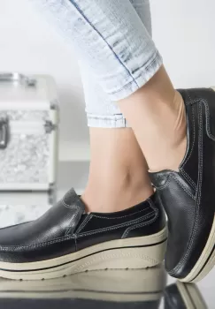 Pantofi cu platforma jessica negru piele naturala imagine