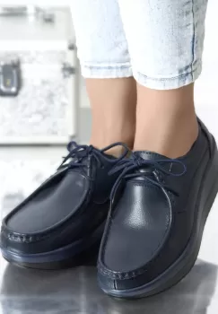Pantofi cu platforma lyllay navy piele naturala imagine