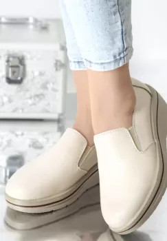 Pantofi cu platforma nataly bej piele naturala imagine