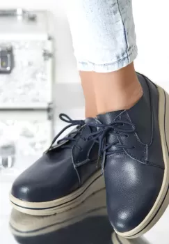 Pantofi cu platforma ruby navy piele naturala imagine