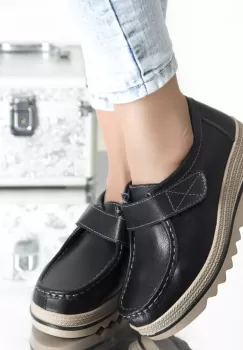 Pantofi cu platforma taylor negru piele naturala imagine