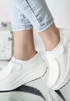 Pantofi cu platforma tiffany alb piele naturala imagine
