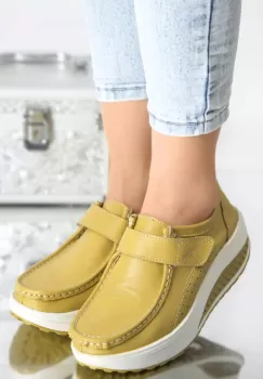 Pantofi cu platforma tiffany galben piele naturala imagine