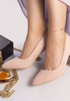 Pantofi cu toc shully piele ecologica intoarsa roz imagine