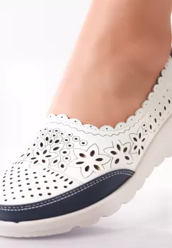 Pantofi dama Alb/Bleumarin din Piele Ecologica Desi imagine