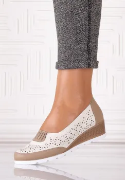 Pantofi dama Bej din Piele Ecologica Masonia imagine