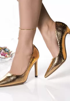 Pantofi dama bronz piele ecologica analin imagine