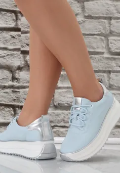 Pantofi dama casual Albastri din Piele Naturala Namia imagine