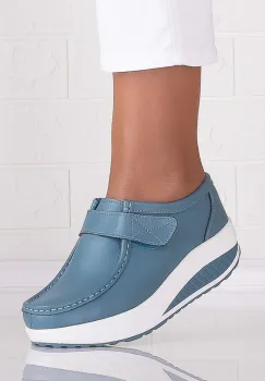 Pantofi dama casual Albastri din Piele Naturala Rachel imagine