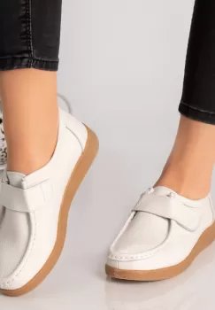 Pantofi dama casual albi piele naturala chloly imagine