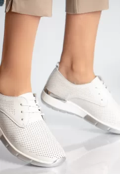 Pantofi dama casual albi piele naturala lamita imagine