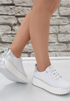 Pantofi dama casual Albii din Piele Naturala Namia imagine