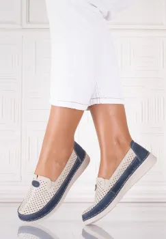 Pantofi dama casual Bej/albastru din Piele Ecologica Atinos imagine