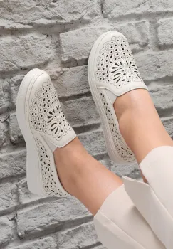 Pantofi dama casual Bej din Piele Ecologica Acona imagine
