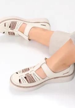 Pantofi dama casual Bej din Piele Ecologica Cataria imagine