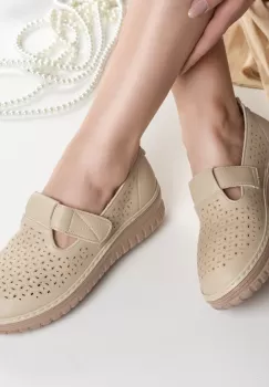 Pantofi dama casual bej din piele ecologica maliza imagine