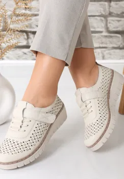 Pantofi dama casual Bej din Piele Ecologica Ranva imagine