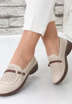 Pantofi dama casual Bej din Piele Ecologica Suhana imagine