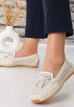Pantofi dama casual Bej din Piele Naturala Alinca imagine