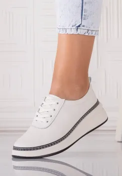 Pantofi dama casual Bej din Piele Naturala Alonsa imagine