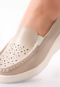Pantofi dama casual Bej din Piele Naturala Avril imagine