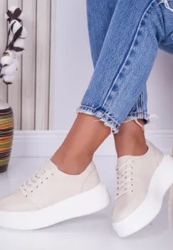 Pantofi dama casual Bej din Piele Naturala Bria imagine
