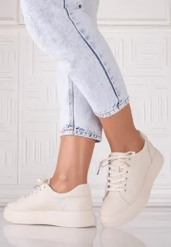 Pantofi dama casual Bej din Piele Naturala Carisna imagine