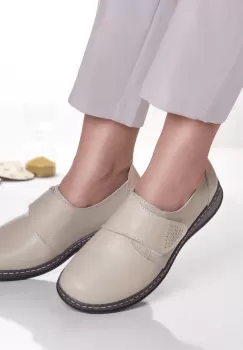 Pantofi dama casual bej din piele naturala felicy imagine