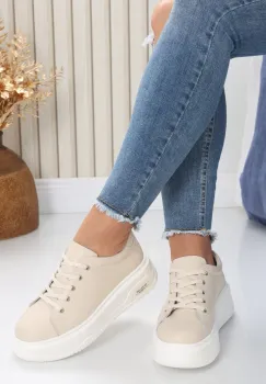 Pantofi dama casual Bej din Piele Naturala Issa imagine