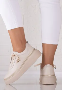 Pantofi dama casual Bej din Piele Naturala Letisa imagine