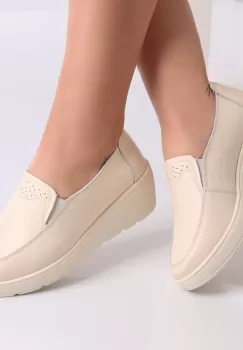 Pantofi dama casual Bej din Piele Naturala Molida imagine