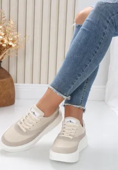 Pantofi dama casual Bej din Piele Naturala Nely imagine