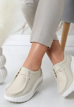 Pantofi dama casual Bej din Piele Naturala Oscara imagine