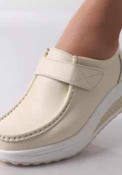 Pantofi dama casual Bej din Piele Naturala Rachel imagine