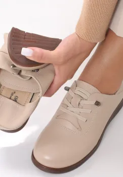 Pantofi dama casual Bej din Piele Naturala Samiana imagine