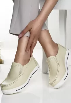 Pantofi dama casual bej din piele naturala savannah imagine