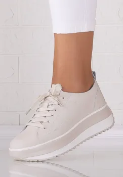 Pantofi dama casual Bej din Piele Naturala Shula imagine
