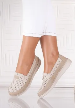 Pantofi dama casual Bej/kaki din Piele Ecologica Atinos imagine