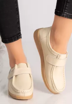 Pantofi dama casual bej piele naturala chloly imagine