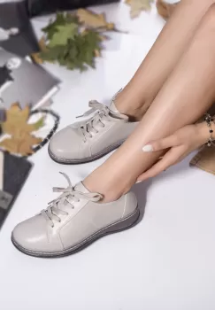 Pantofi dama casual bety gri piele naturala imagine