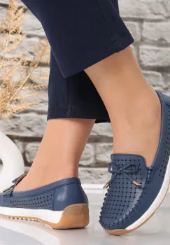 Pantofi dama casual Bleumarin din Piele Naturala Alinca imagine