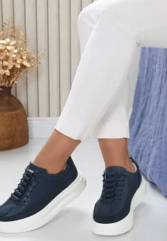 Pantofi dama casual Bleumarin din Piele Naturala Clora imagine