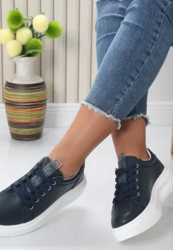 Pantofi dama casual Bleumarin din Piele Naturala Evoya imagine