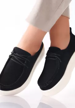 Pantofi dama casual Bleumarin din Piele Naturala Intoarsa Derina imagine