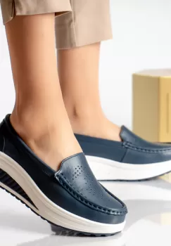 Pantofi dama casual bleumarin piele naturala nancy imagine