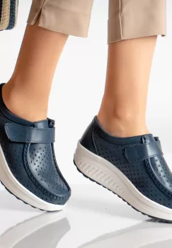 Pantofi dama casual bleumarin piele naturala rula imagine