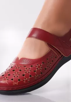 Pantofi dama casual Bordo din Piele Ecologica Agali imagine