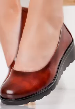 Pantofi dama casual Bordo din Piele Ecologica Asira imagine
